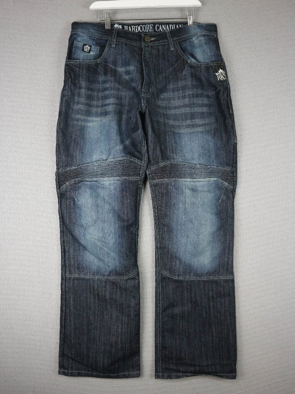Hardcore Canadian Denim Kevlar Motorcycle Padded Jean Pants Mens 36x32 RKT